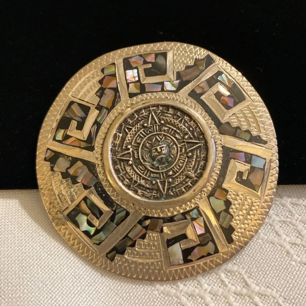 Vintage Sterling Silver MOP Inlay Pendant Brooch